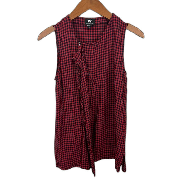 W By Worth Buffalo Plaid Sleeveless Blouse Size 6 - Picture 1 of 14